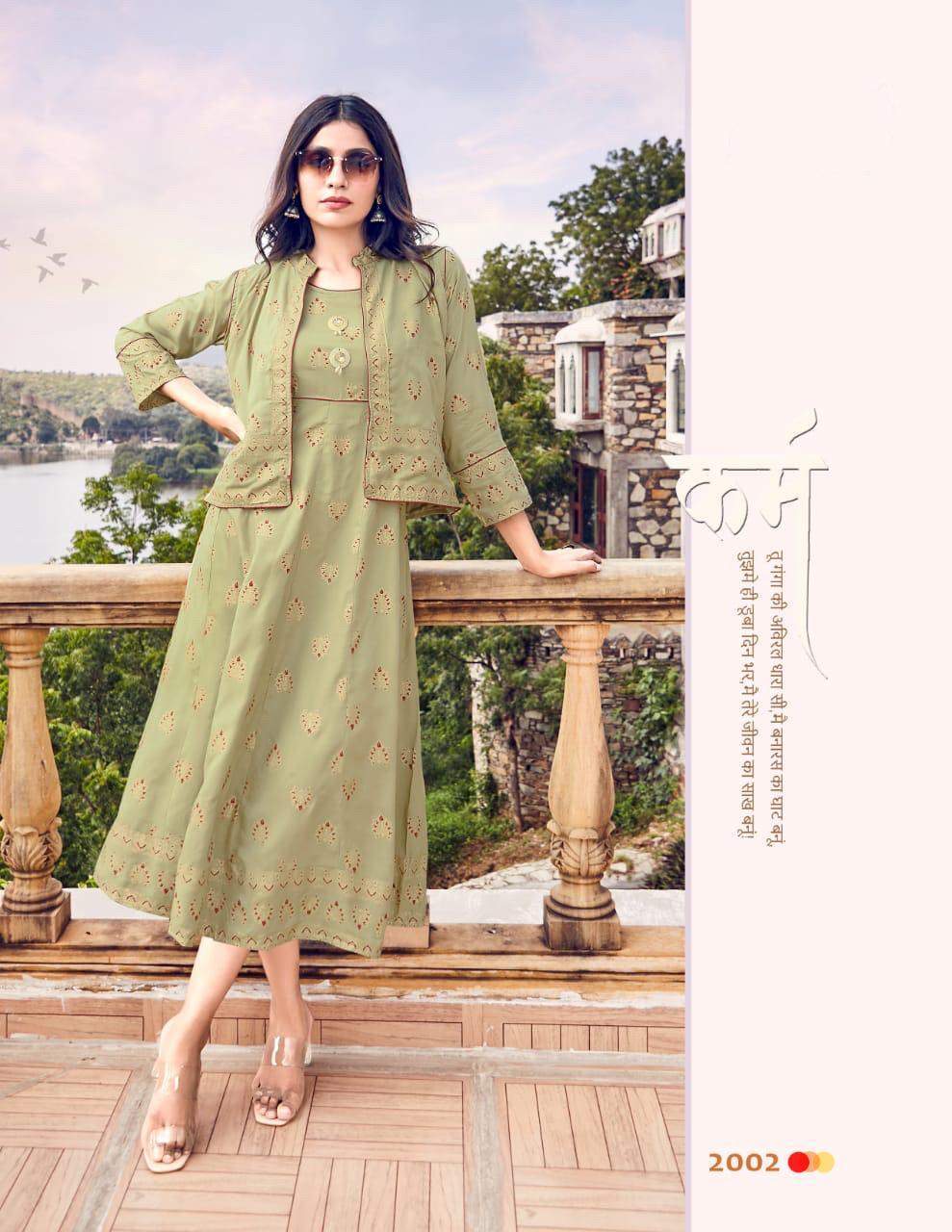 Gold Star 2 Fancy Festive Wear Rayon Designer Fancy Kurti With Koti Collection
